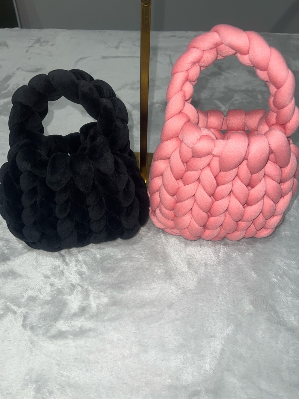 2 Chunky Knit Pink Women's Handbags - Picture 2 of 2
